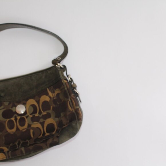 Y2K Vintage Coach Olive Green Suede Handbag Authentic - Picture 4 of 4